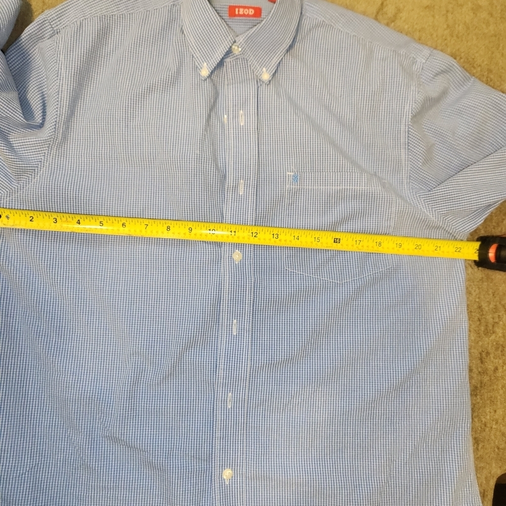 Izod Light Blue Gingham Button Down Shirt